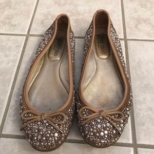 Jimmy Choo Glitter Bow flats size 6